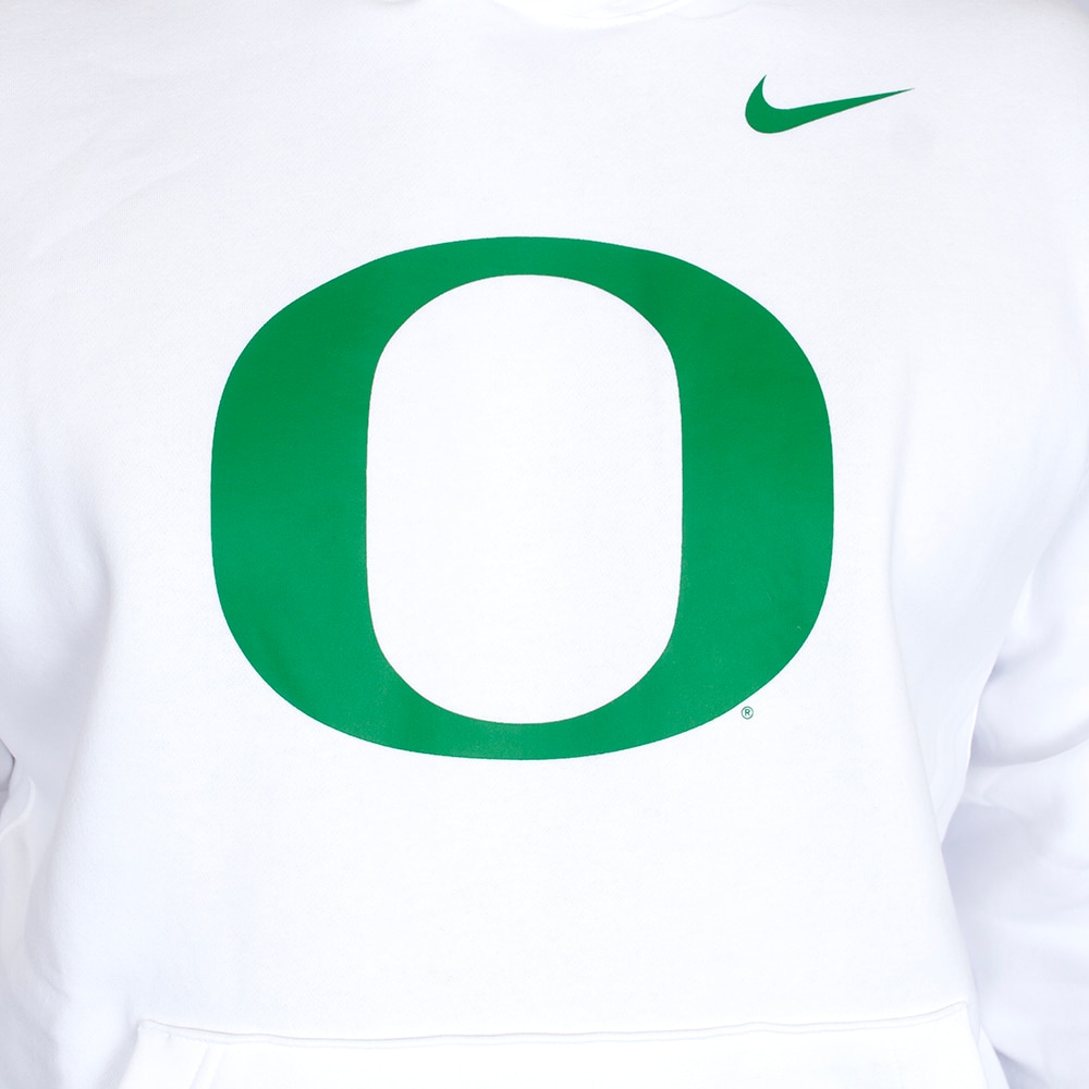 Classic Oregon O, Nike, White, Hoodie, Cotton, Men, Football, Club, Pullover, Sweatshirt, 378487